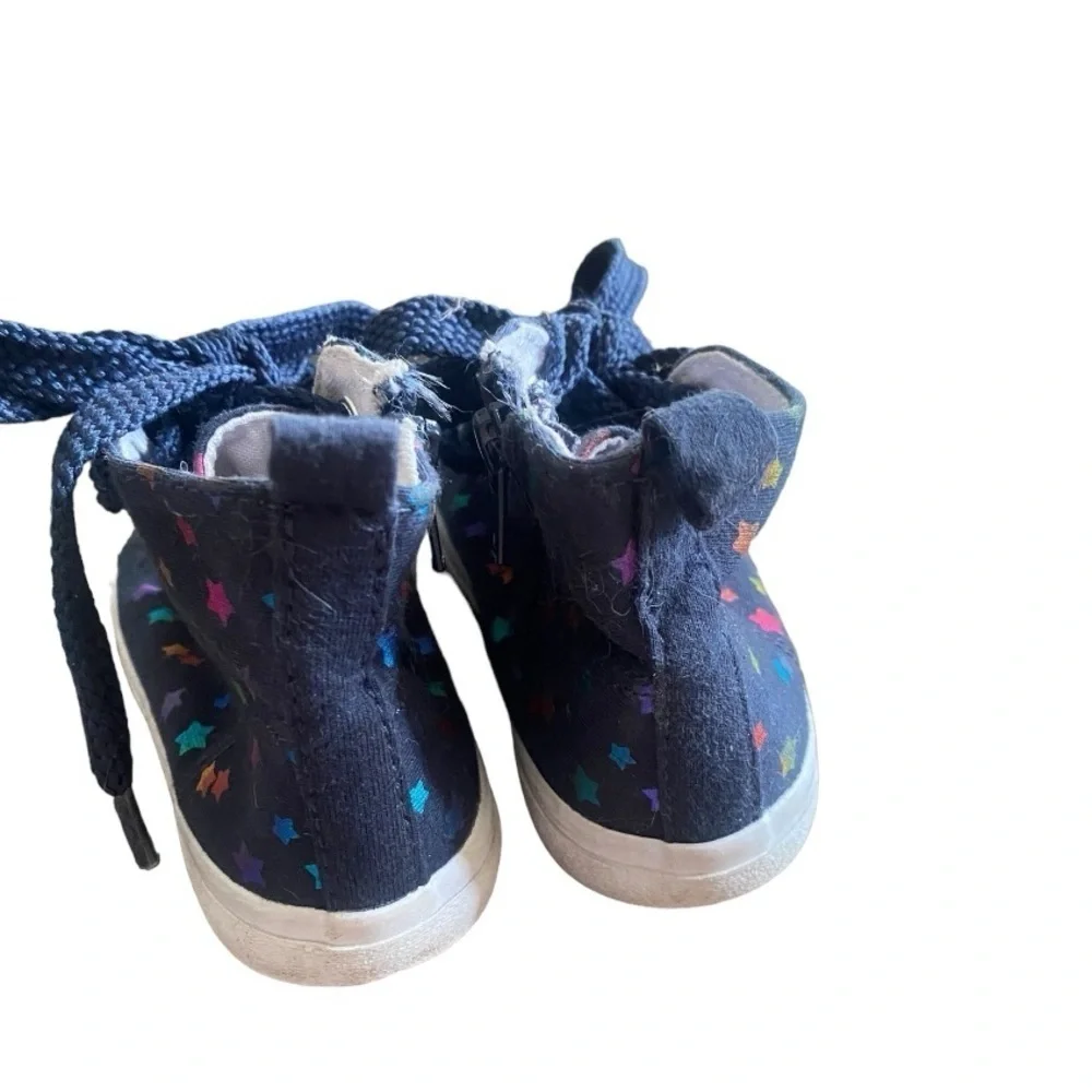 Cat & Jack Girls High Top Navy Blue with Stars Sneakers - Picture 4 of 9